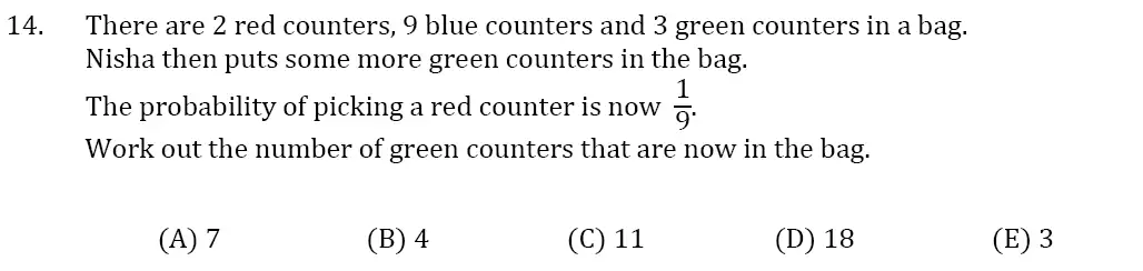 Question 14 - 11 Plus SET Maths Pack 1 Test Paper 1