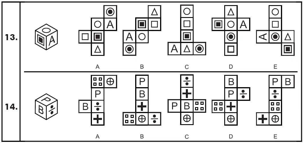 Question 13 & 14 - 11+ NVR - Nets and 3D Shapes - Practice Paper 1