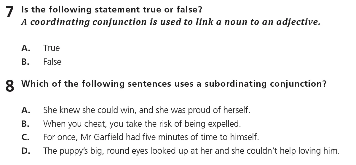 Question 04 - 11+ Free SPaG - Kinds of words (Conjunction) - Test Paper 6