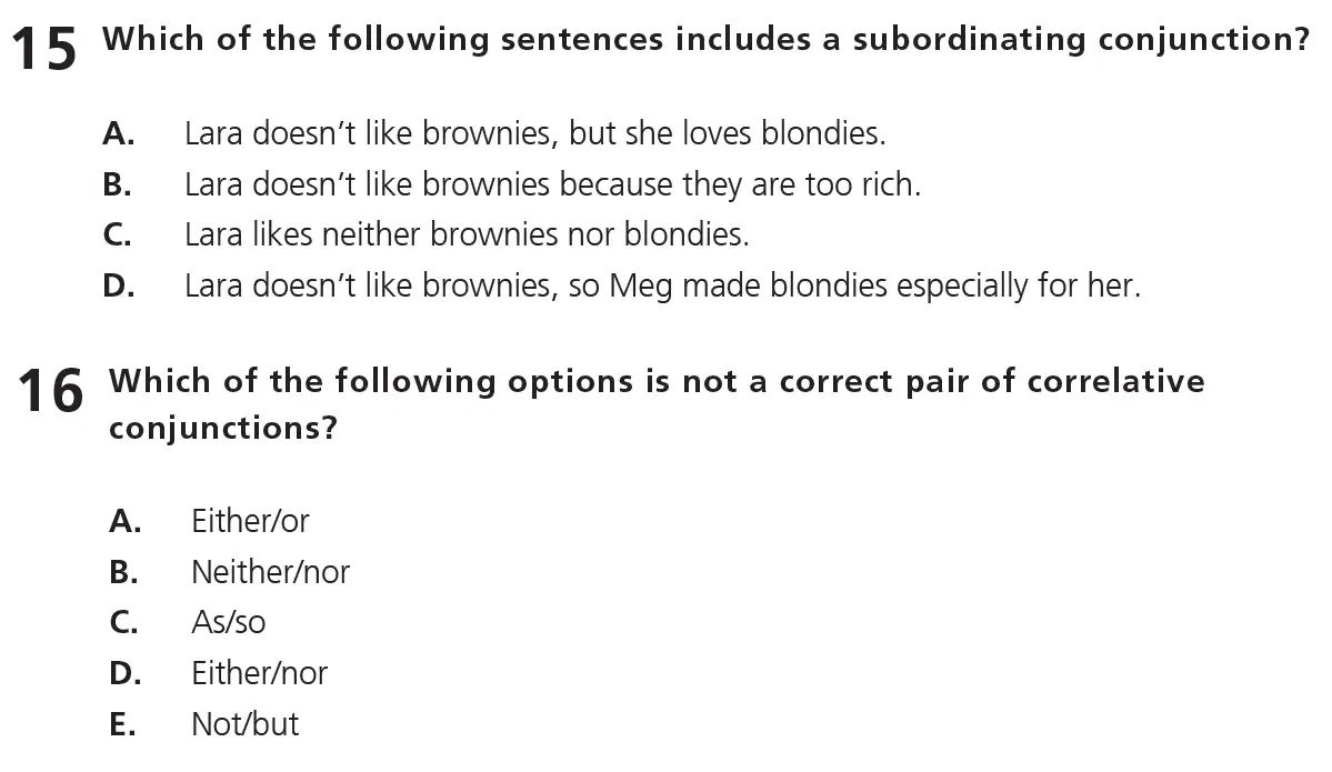 Question 08 - 11+ Free SPaG - Kinds of words (Conjunction) - Test Paper 6