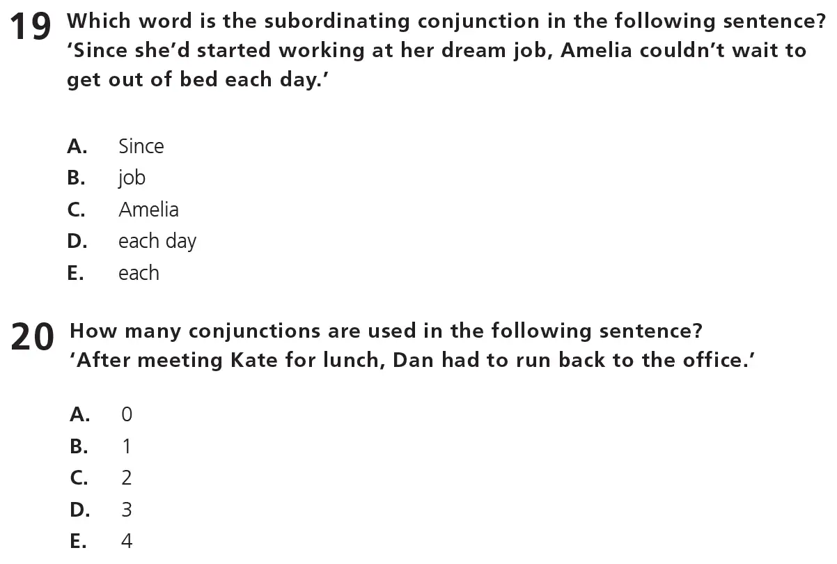 Question 10 - 11+ Free SPaG - Kinds of words (Conjunction) - Test Paper 6