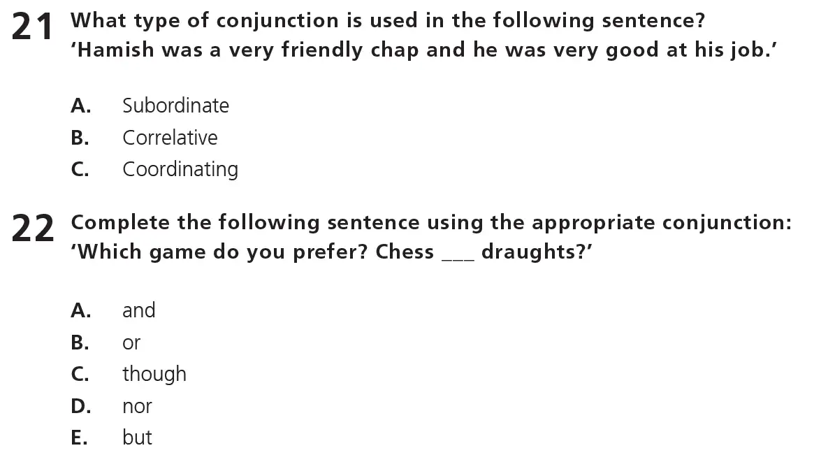 Question 11 - 11+ Free SPaG - Kinds of words (Conjunction) - Test Paper 6