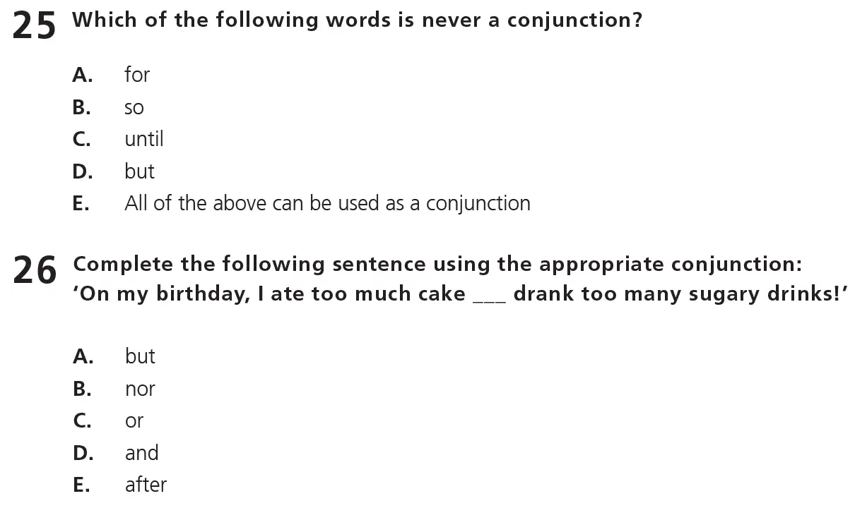 Question 13 - 11+ Free SPaG - Kinds of words (Conjunction) - Test Paper 6