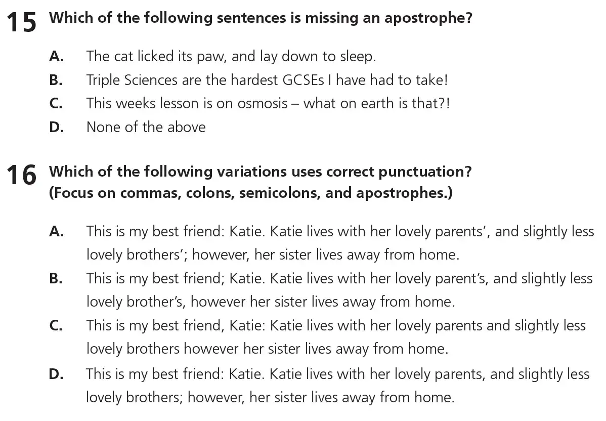 Question 08 - 11+ Free SPaG Punctuation - Test Paper 1