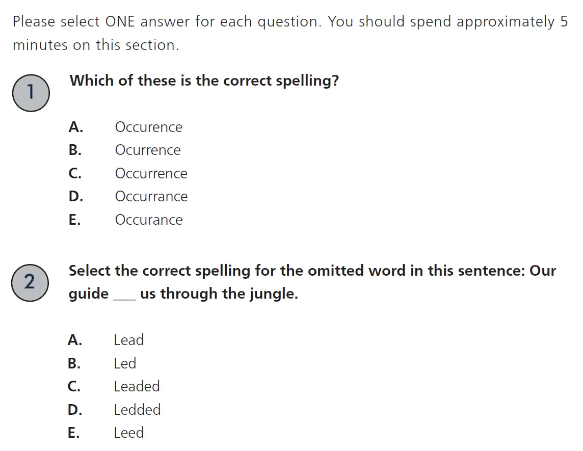 Question 01, 02 - 11 Plus SET English Pack 2 Practice Paper 1