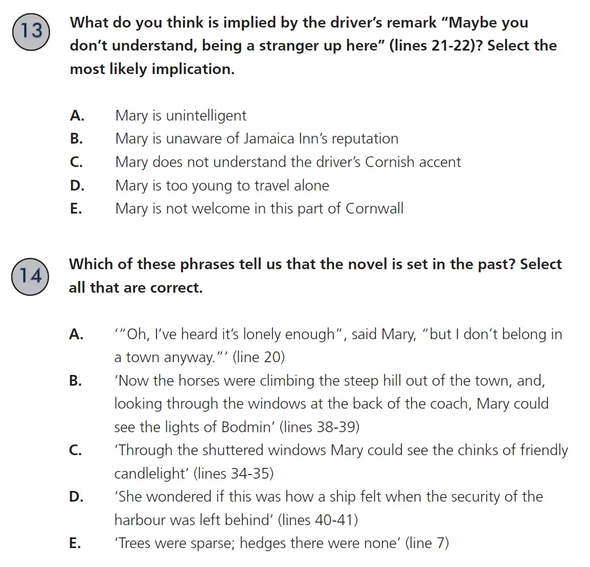 Question 13, 14 - 11 Plus SET English Pack 2 Practice Paper 1