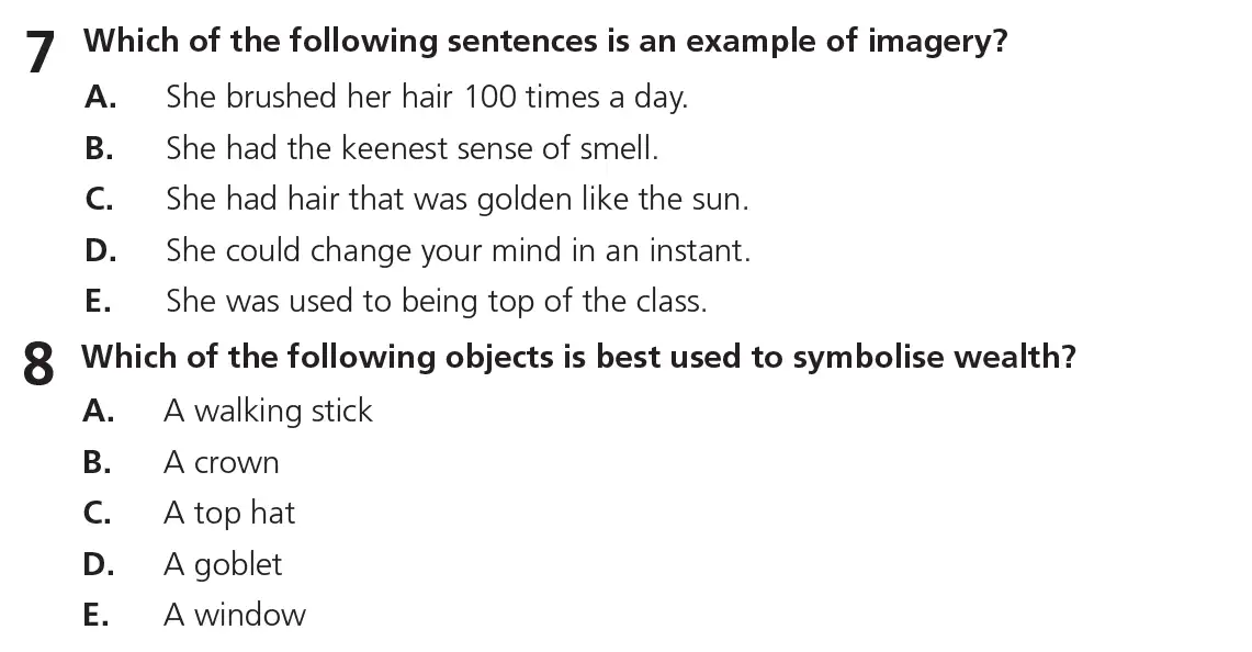 Question 07 & 08 - 11+ Vocabulary - Literary Devices - Test Paper 5