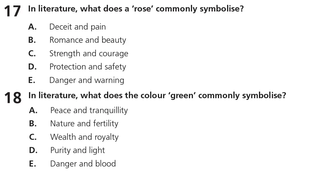 Question 17 & 18 - 11+ Vocabulary - Literary Devices - Test Paper 5