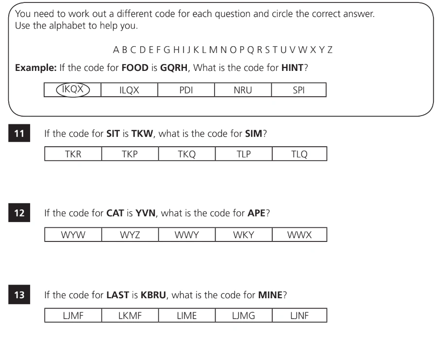 Question 3 - 11+ VR Codes Practice Paper 1