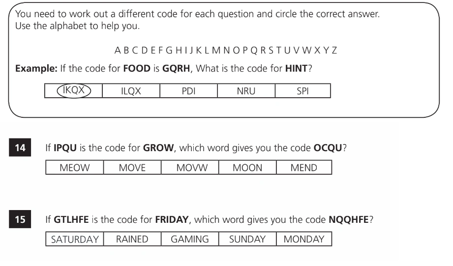 Question 4 - 11+ VR Codes Practice Paper 1