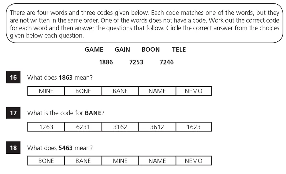Question 5 - 11+ VR Codes Practice Paper 1