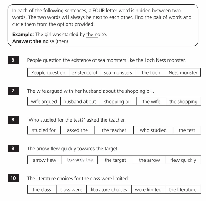 Question 3 - 11+ VR Making Words Practice Paper 1