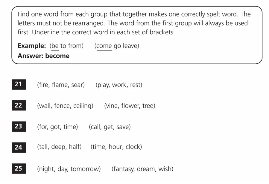 Question 7 - 11+ VR Making Words Practice Paper 1