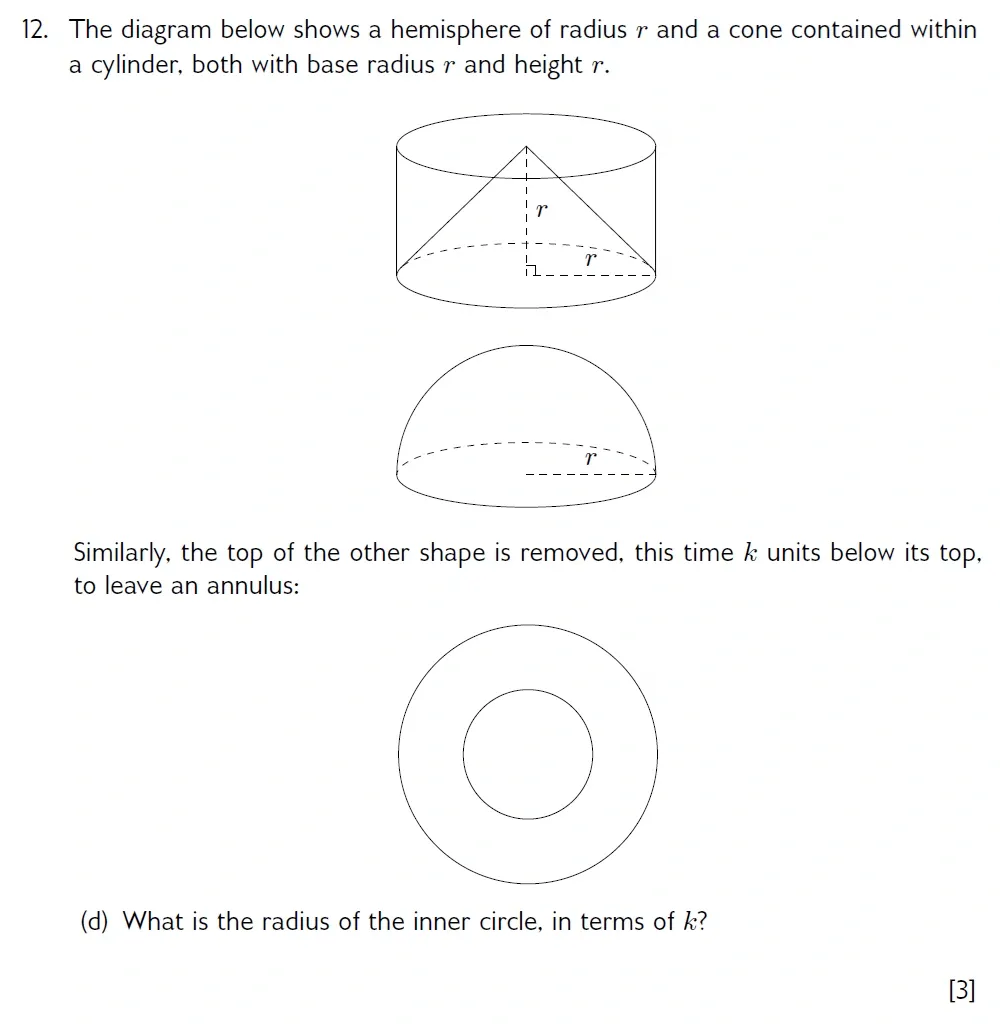 Question 12(d) - Wellington 13 Plus Maths Exam 2022 Scholarship Paper