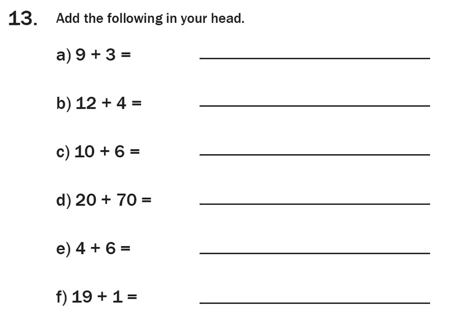 Question 14 - 7 Plus Maths Test Paper 1