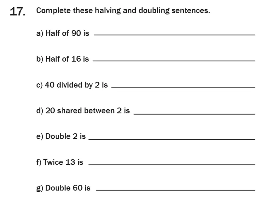Question 18 - 7 Plus Maths Test Paper 1