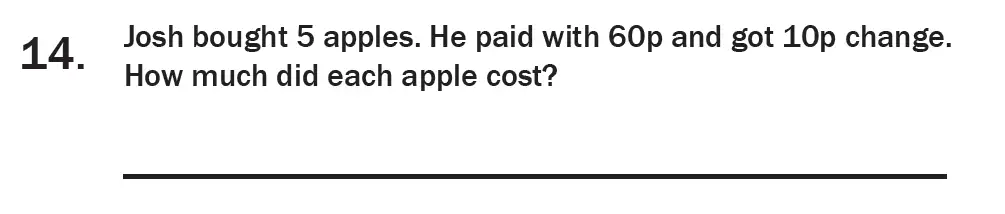Question 14 - 7 Plus Maths Test Paper 2