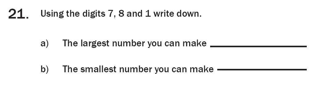 Question 21 - 7 Plus Maths Test Paper 2
