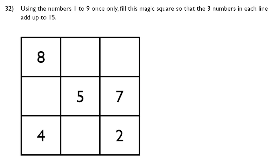 Question 32 - King’s College School – 7 Plus Maths Specimen Paper