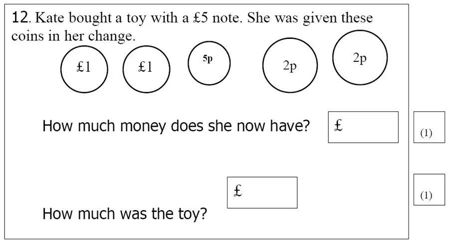 Question 12 - St Mary’s School Cambridge – Year 3 Maths Sample Test Paper