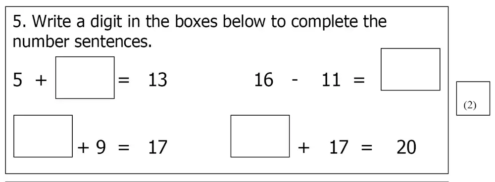 Question 5 - St Mary’s School Cambridge – Year 3 Maths Sample Test Paper