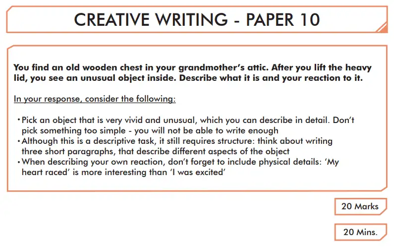 Question 10 - English Creative Writing Paper 10