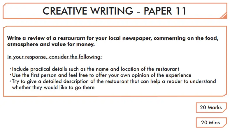 Question 11 - English Creative Writing Paper 11