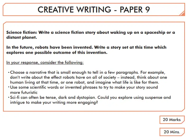 Question 9 - English Creative Writing Paper 9