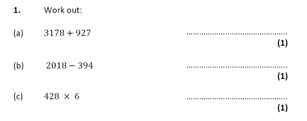 Question 1 - City of London School – 10 Plus Specimen Maths Paper