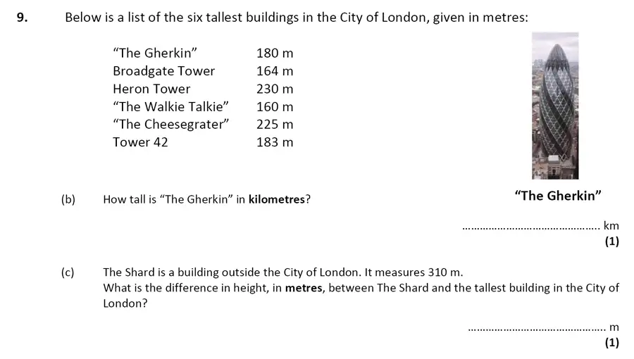 Question 11 - City of London School – 10 Plus Specimen Maths Paper