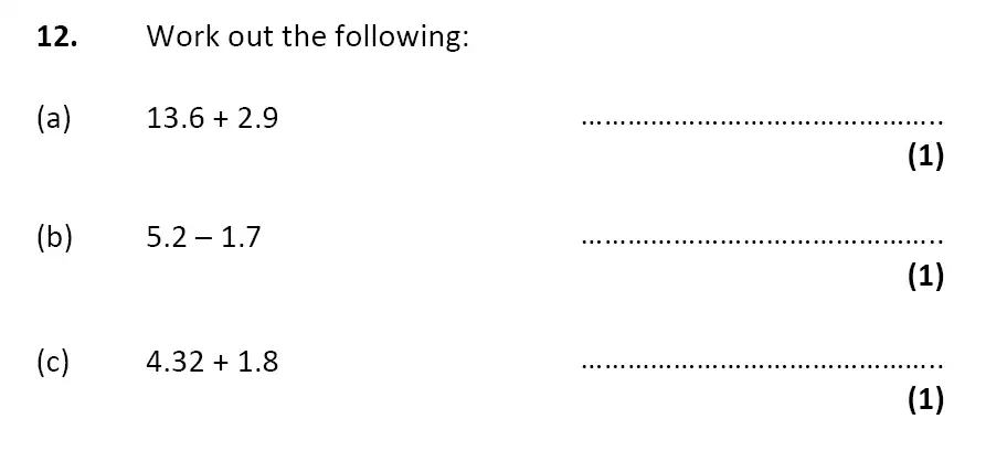 Question 14 - City of London School – 10 Plus Specimen Maths Paper