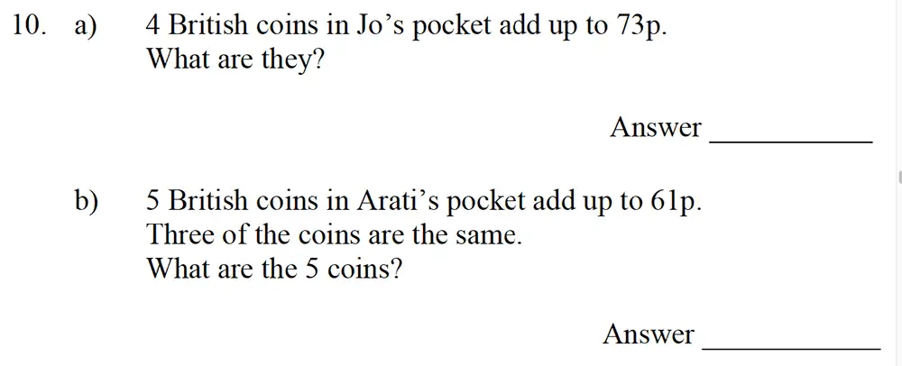 Question 11 - Emanuel School – 10 Plus Maths Entrance Exam Paper