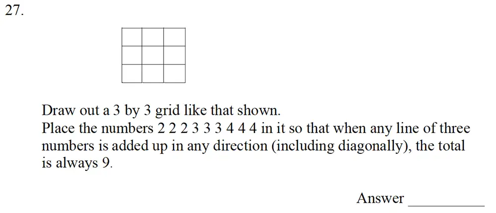 Question 29 - Emanuel School – 10 Plus Maths Entrance Exam Paper