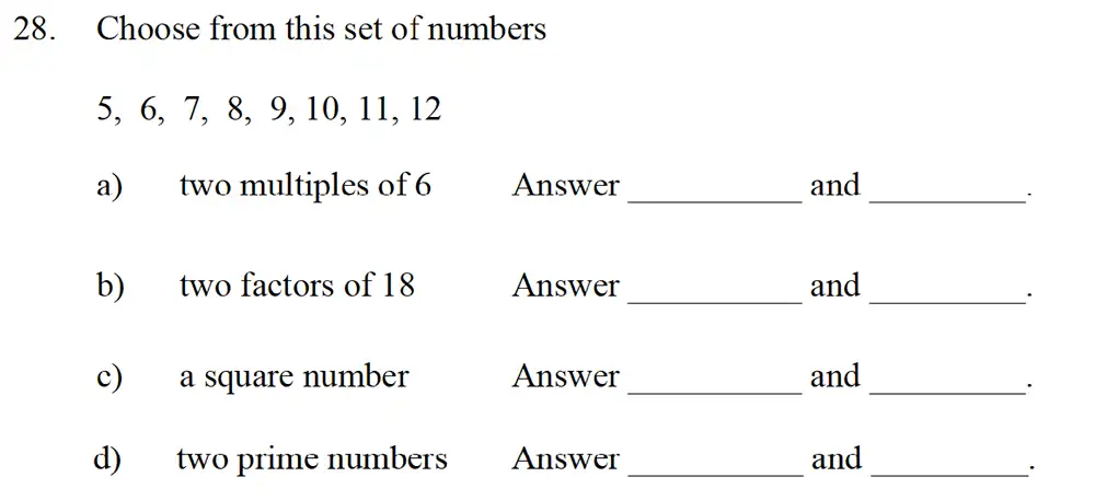 Question 30 - Emanuel School – 10 Plus Maths Entrance Exam Paper