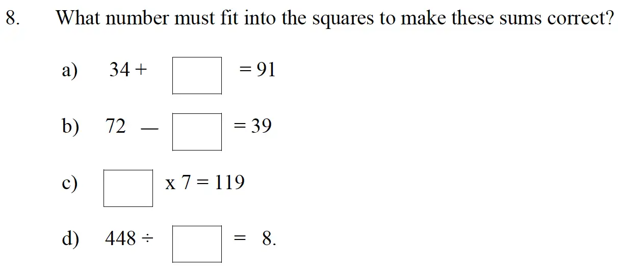 Question 9 - Emanuel School – 10 Plus Maths Entrance Exam Paper