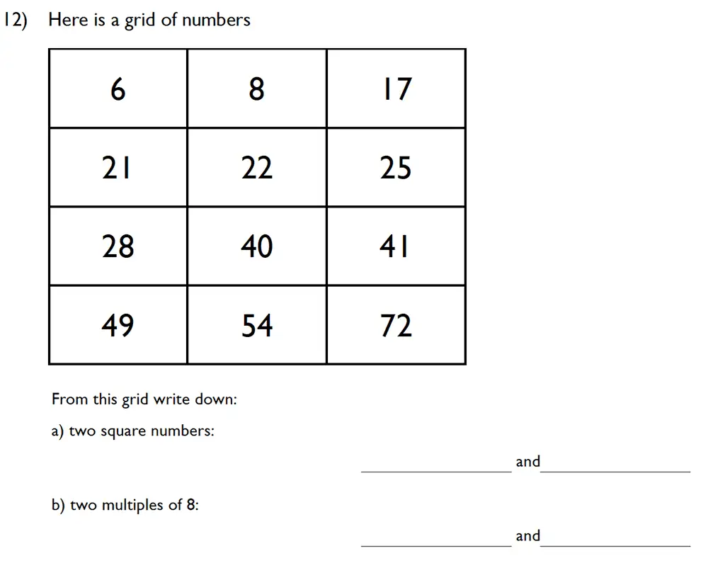 Question 12 - King’s College School – 10 Plus Maths Specimen Paper Group D