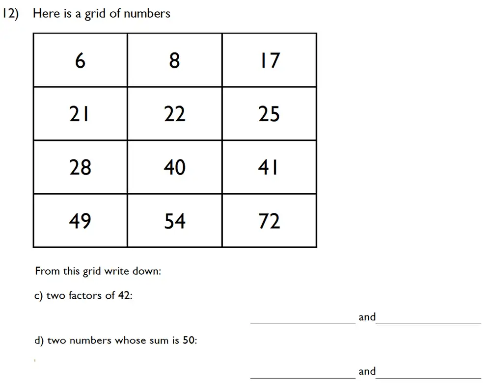 Question 13 - King’s College School – 10 Plus Maths Specimen Paper Group D