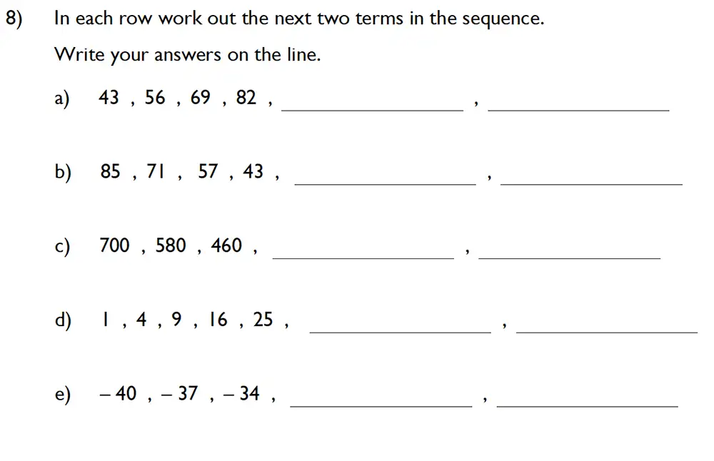 Question 8 - King’s College School – 10 Plus Maths Specimen Paper Group D