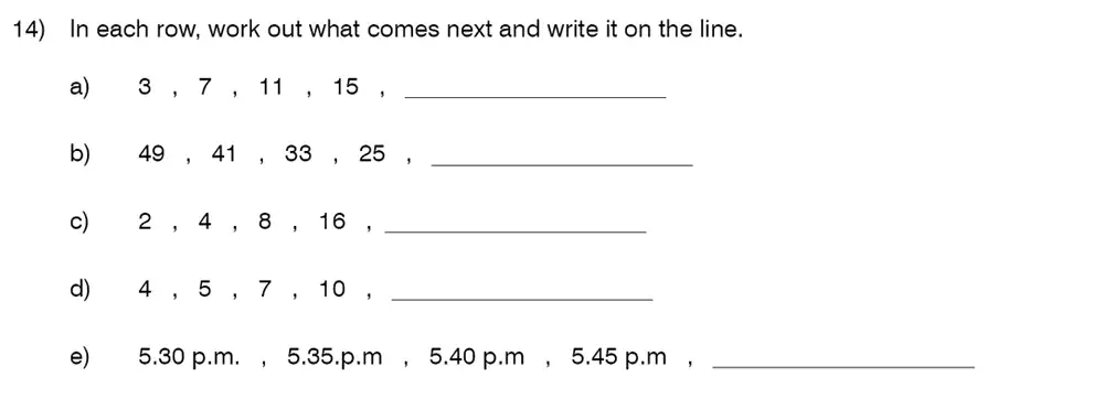 Question 14 - King’s College School – 8 Plus Maths Specimen Paper