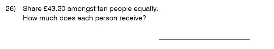 Question 26 - King’s College School – 9 Plus Maths Practice Paper 2014