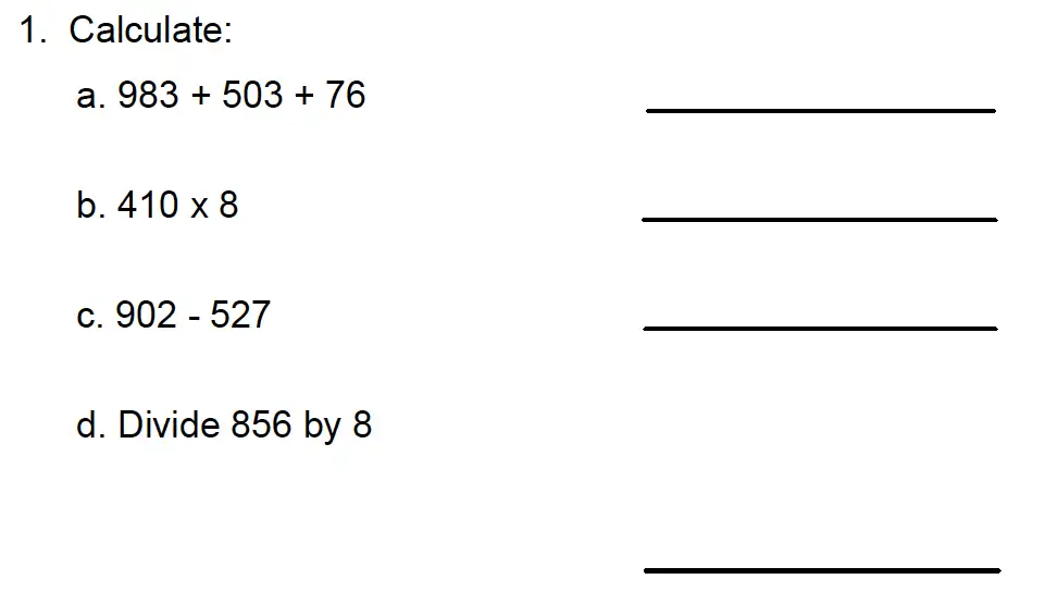 Question 1 - Kingston Grammar School – 10 Plus Maths Specimen Paper Deferred Entry