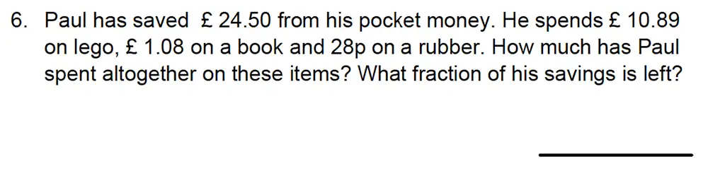 Question 6 - Kingston Grammar School – 10 Plus Maths Specimen Paper Deferred Entry