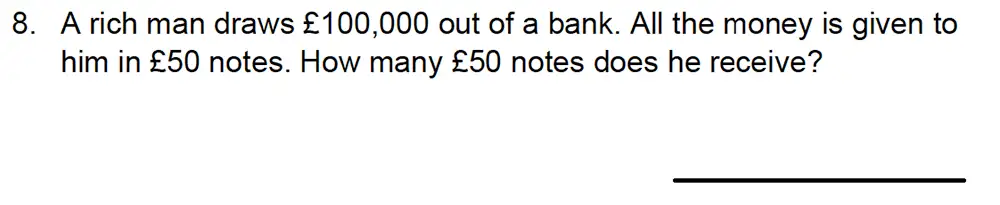 Question 8 - Kingston Grammar School – 10 Plus Maths Specimen Paper Deferred Entry