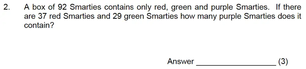 Question 3 - Leicester Grammar School – 10 Plus Maths Specimen Paper