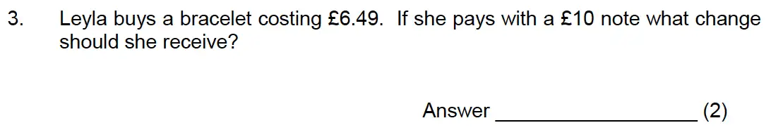 Question 4 - Leicester Grammar School – 10 Plus Maths Specimen Paper