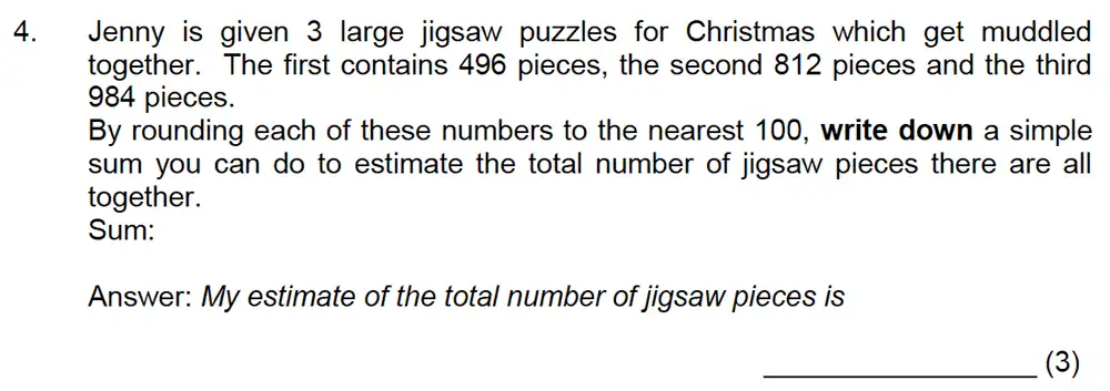 Question 5 - Leicester Grammar School – 10 Plus Maths Specimen Paper