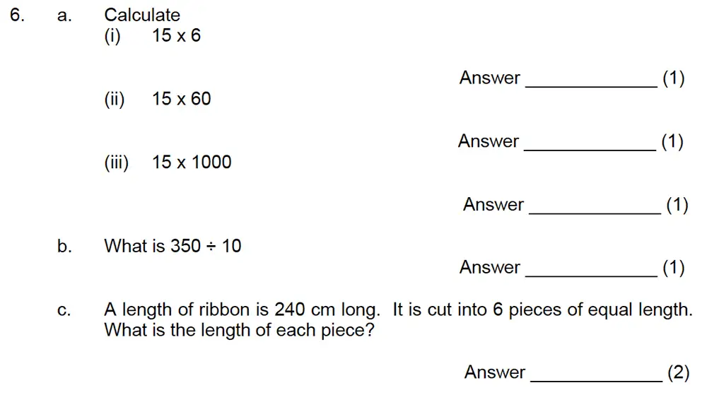 Question 7 - Leicester Grammar School – 10 Plus Maths Specimen Paper