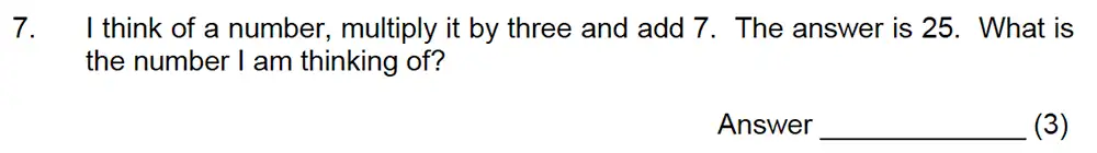 Question 8 - Leicester Grammar School – 10 Plus Maths Specimen Paper
