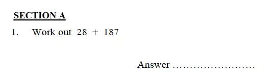 Question 1 - Oundle School – 9 Plus Maths Practice Paper 2012