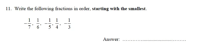 Question 11 - Oundle School – 9 Plus Maths Practice Paper 2012